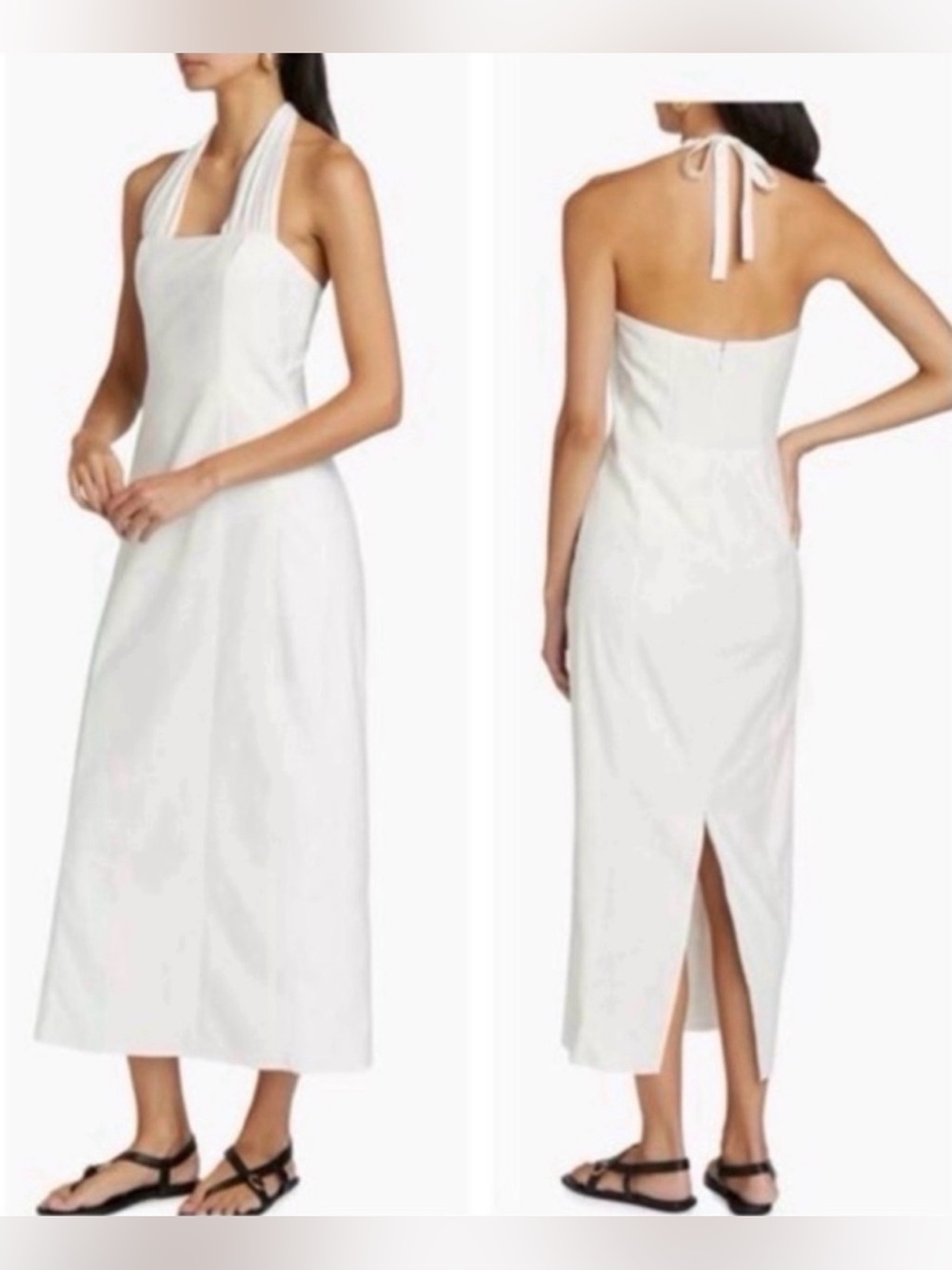 NWT Reformation Bessi Linen Halter Dress White Size 8